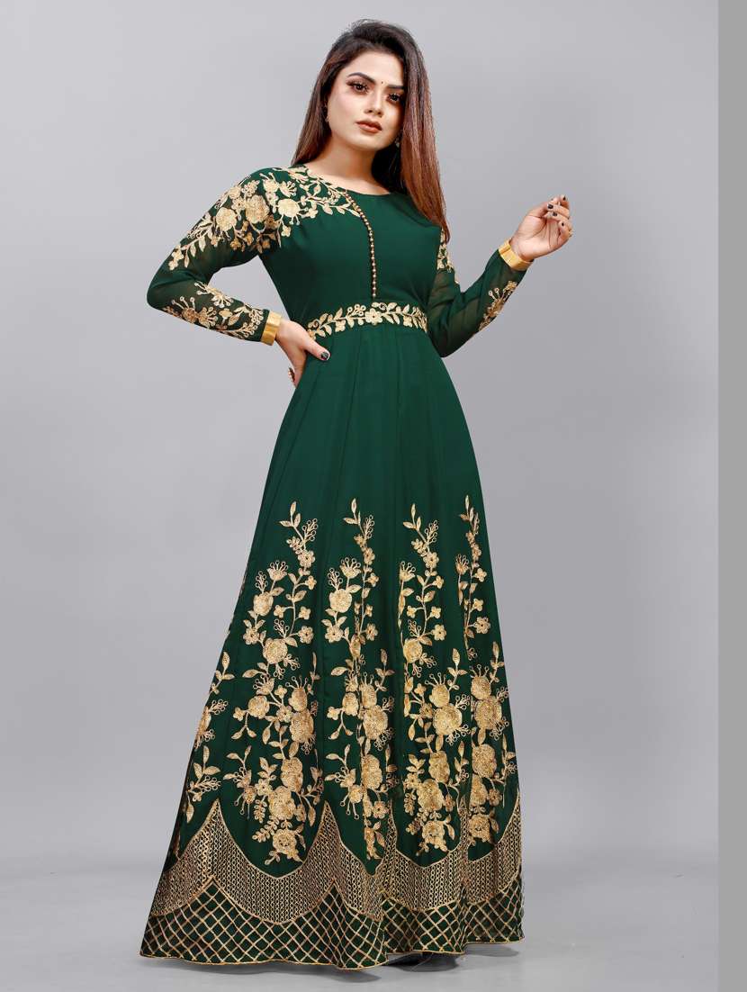 women embroidered fit & flare gown - 22041349 - Standard Image - 4
