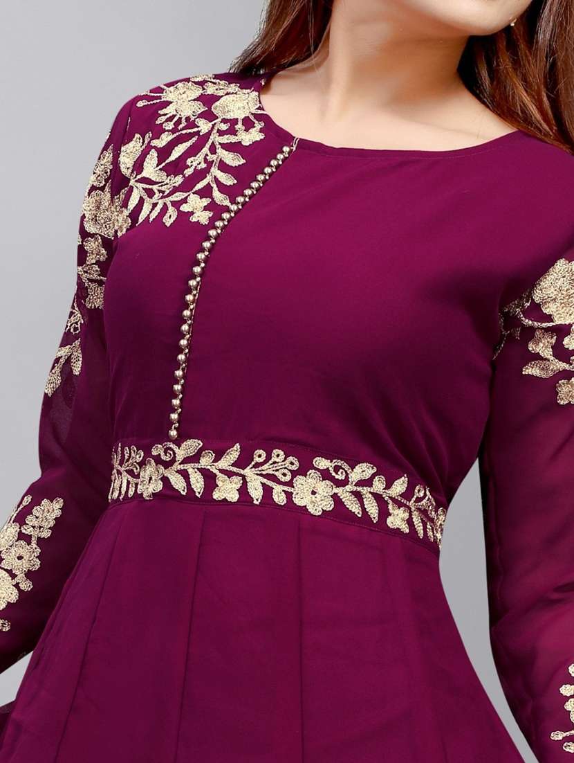 women embroidered fit & flare gown - 22041351 - Standard Image - 4