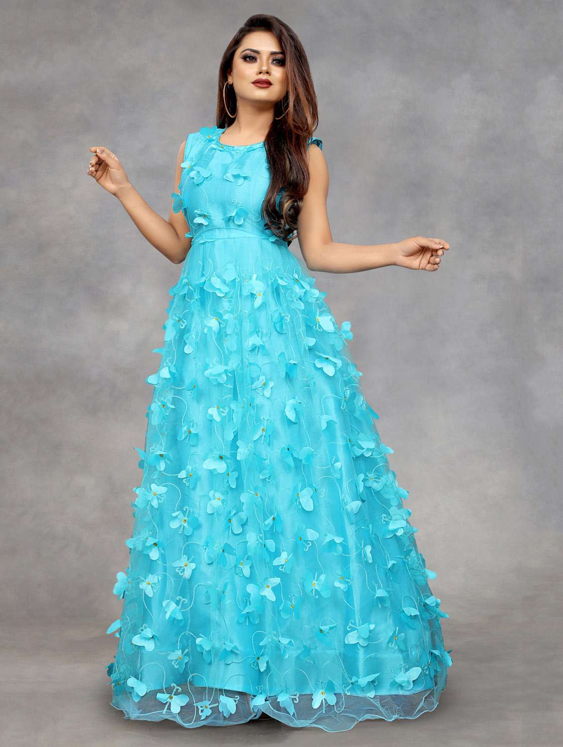 women self designed sleeveless fit & flare dress - 22041353 - Standard Image - 1