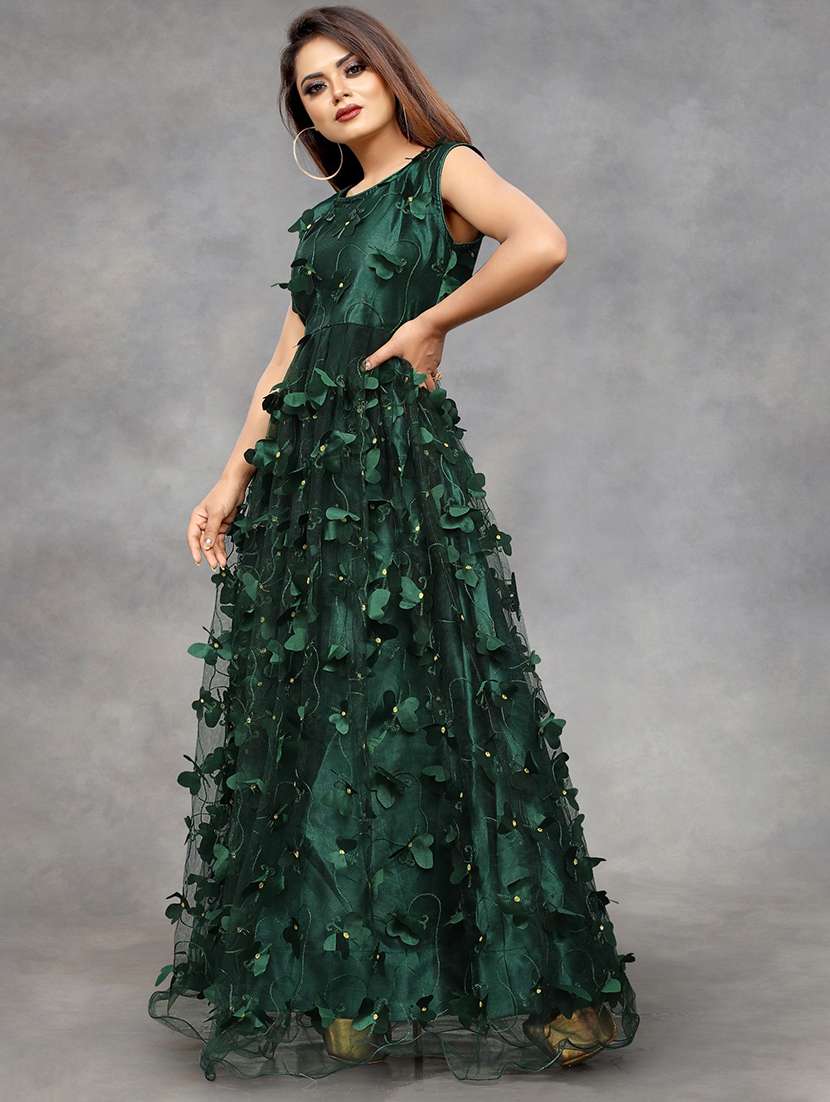 women self designed sleeveless fit & flare dress - 22041354 -  Standard Image - 1