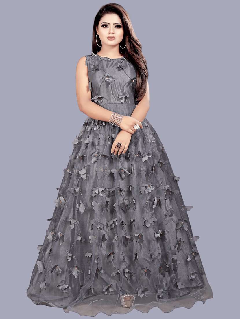 women self designed sleeveless fit & flare dress