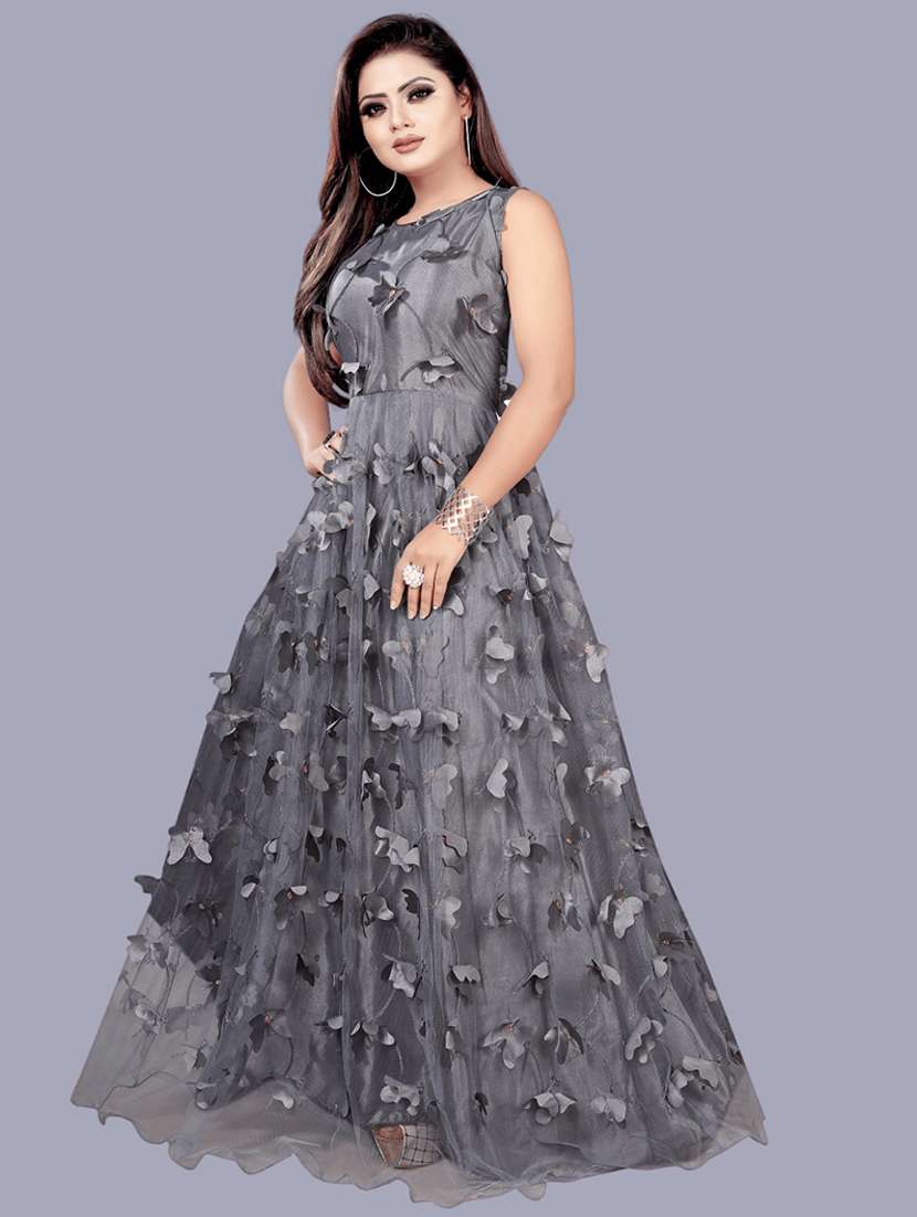 women self designed sleeveless fit & flare dress - 22041355 - Standard Image - 1