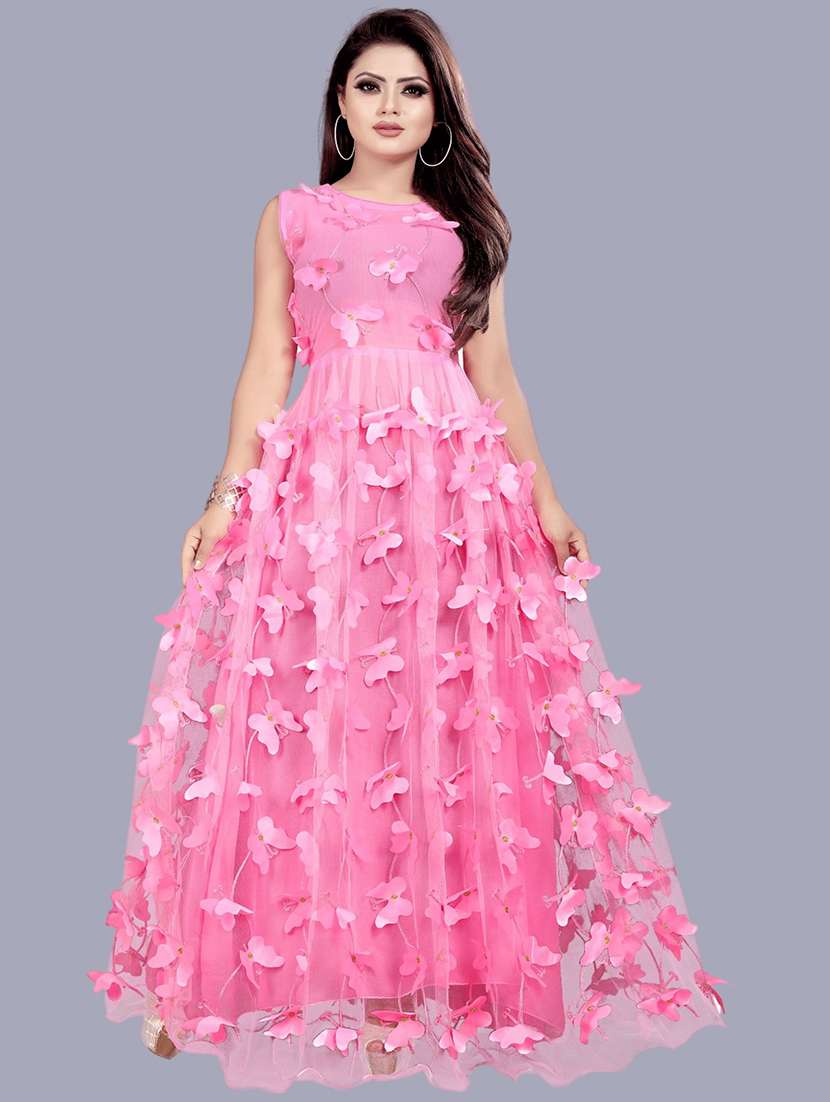 women self designed sleeveless fit & flare dress