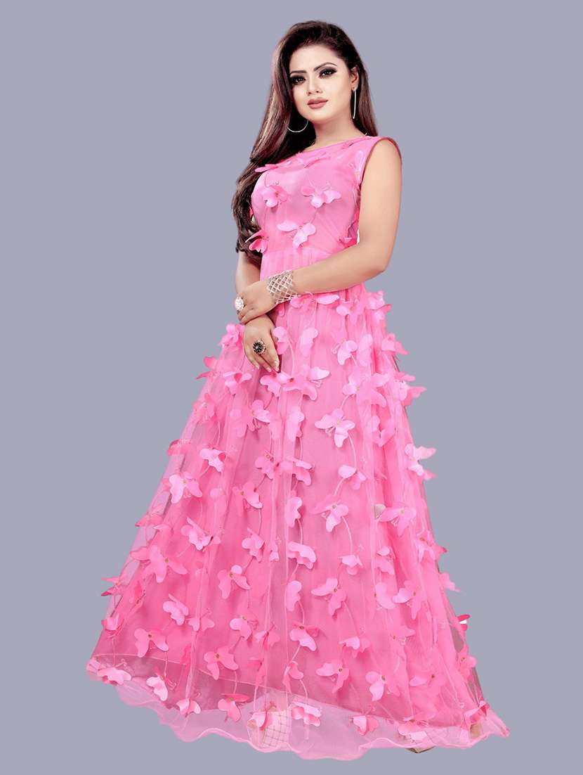 women self designed sleeveless fit & flare dress - 22041356 - Standard Image - 1