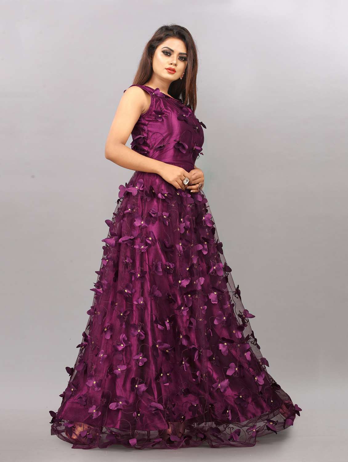 women self designed sleeveless fit & flare dress - 22041357 - Standard Image - 1
