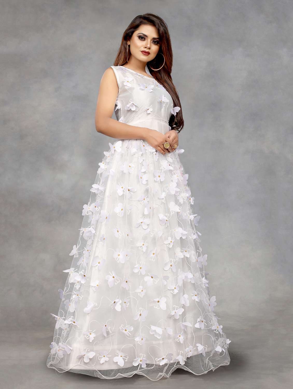 women self designed sleeveless fit & flare dress - 22041361 - Standard Image - 1