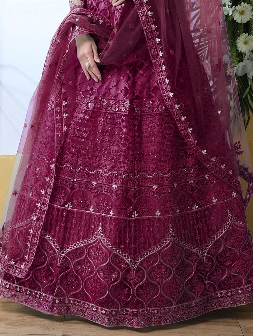 women embroidered long sleeve fit & flare gown with dupatta - 22041362 - Standard Image - 4