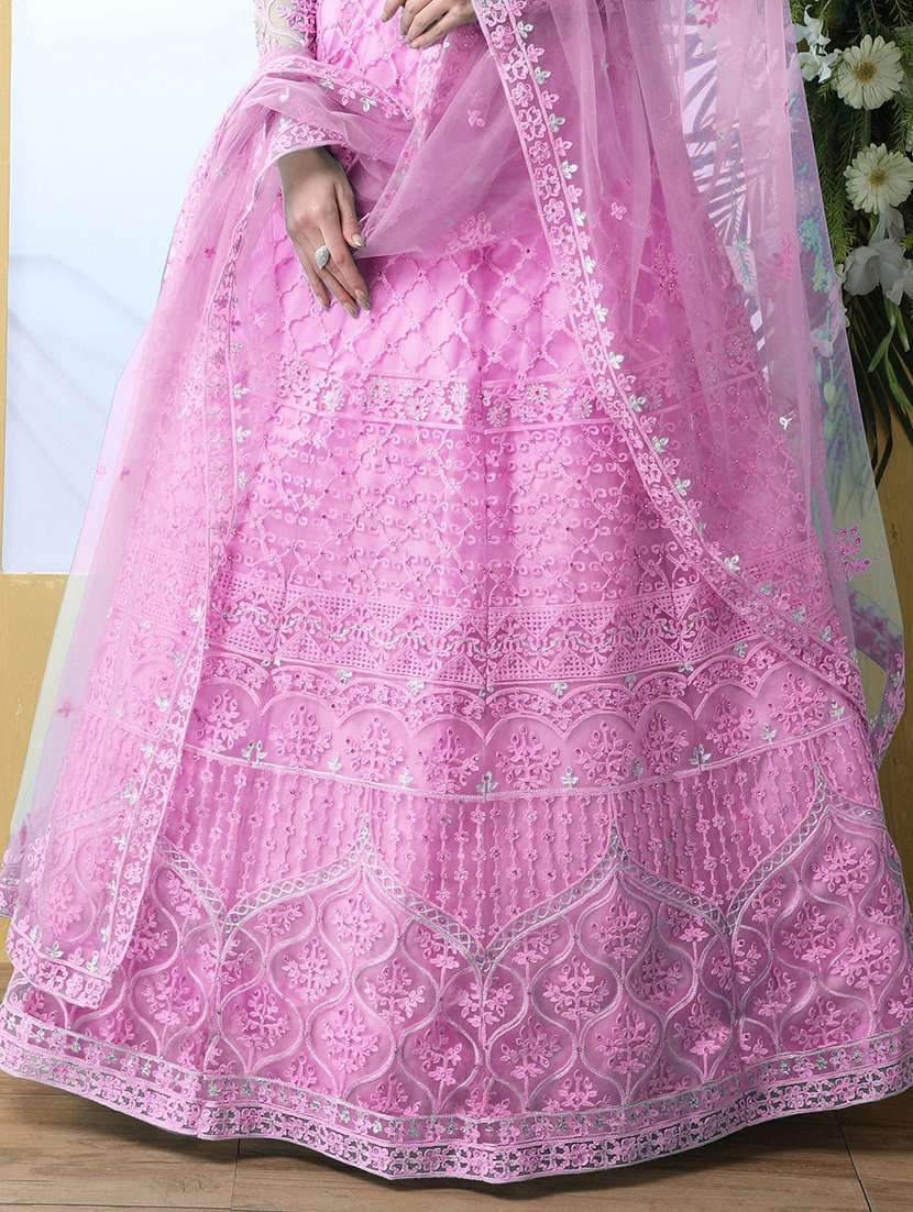 women embroidered fit & flare gown with dupatta - 22041364 - Standard Image - 4