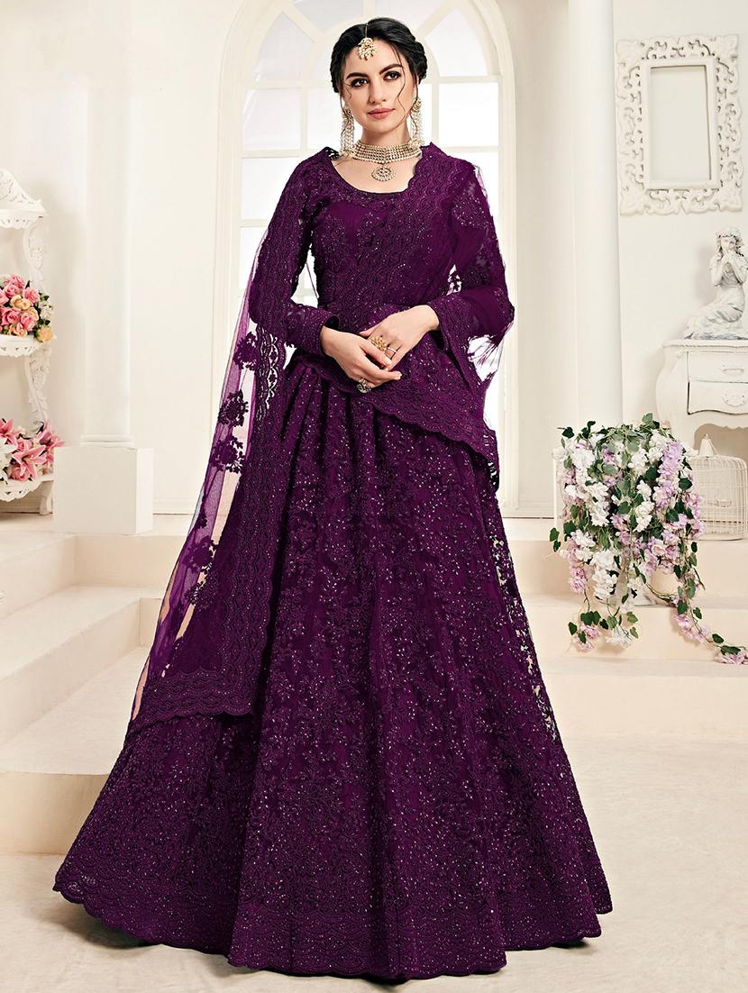 women embroidered fit & flare gown with dupatta - 22041366 -  Standard Image - 1