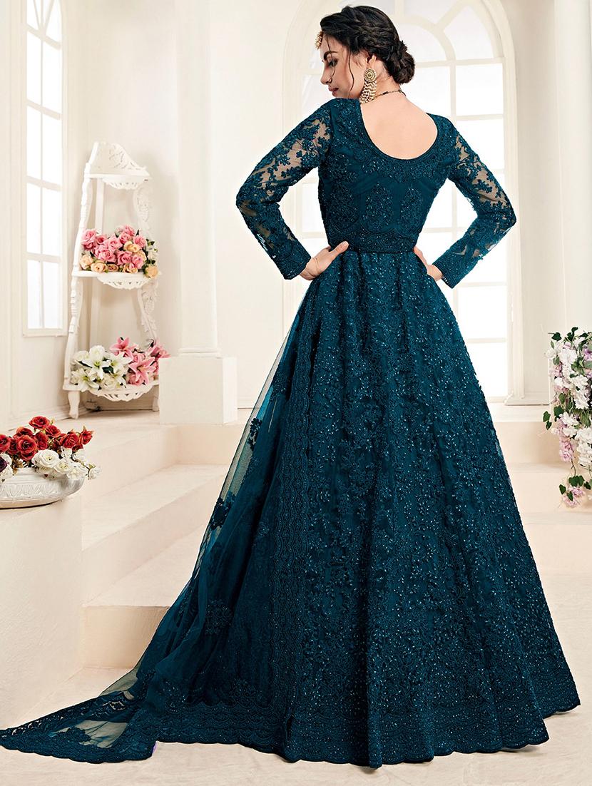 women embroidered fit & flare gown with dupatta - 22041368 - Standard Image - 1
