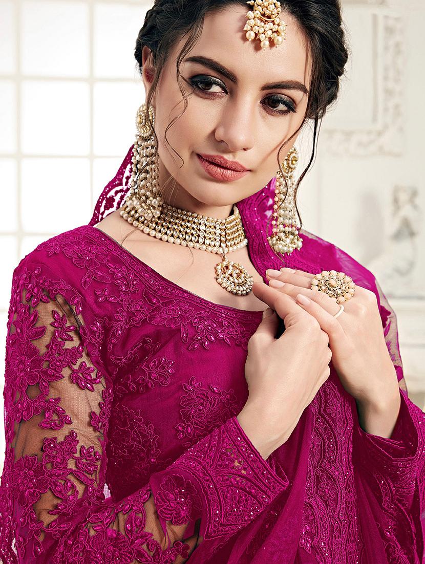 women embroidered fit & flare gown with dupatta - 22041369 - Standard Image - 4