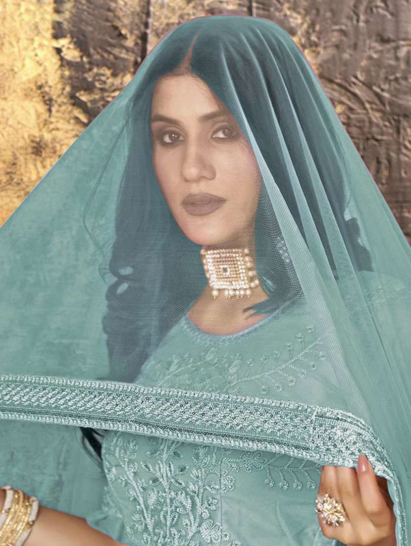 women embroidered fit & flare gown with dupatta - 22041371 - Standard Image - 4