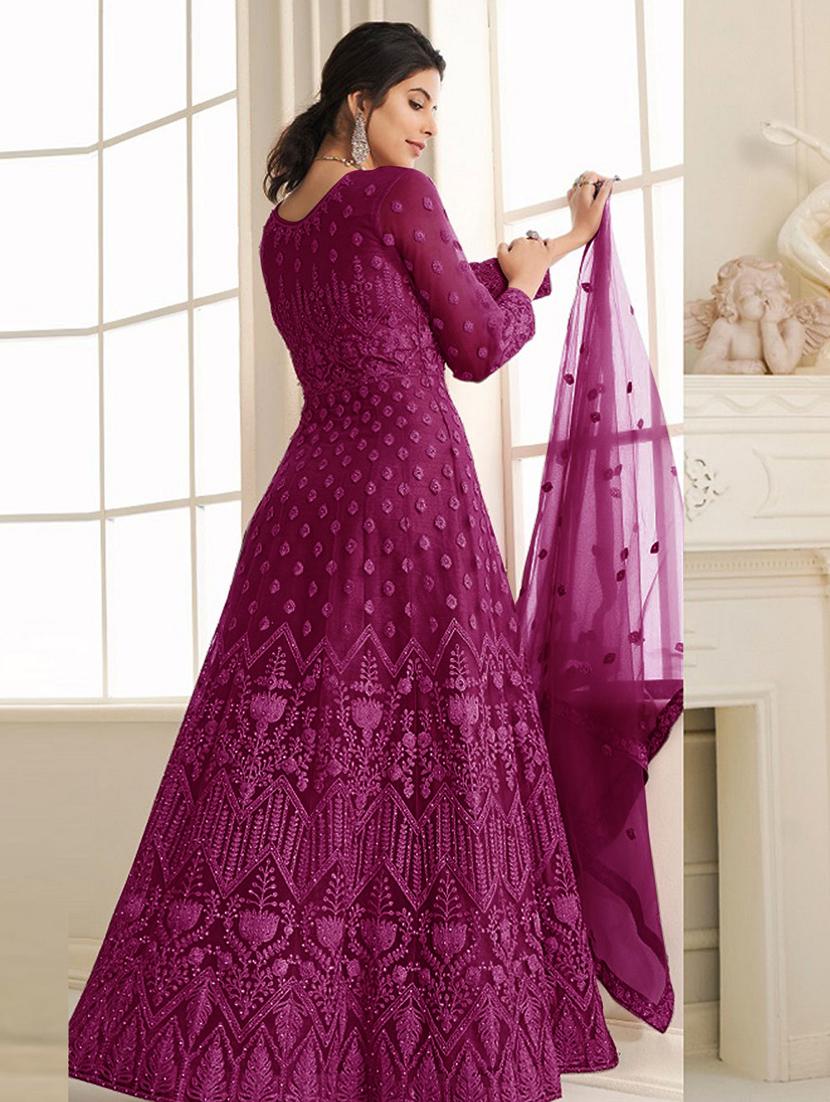women embroidered fit & flare gown with dupatta - 22041392 -  Standard Image - 1