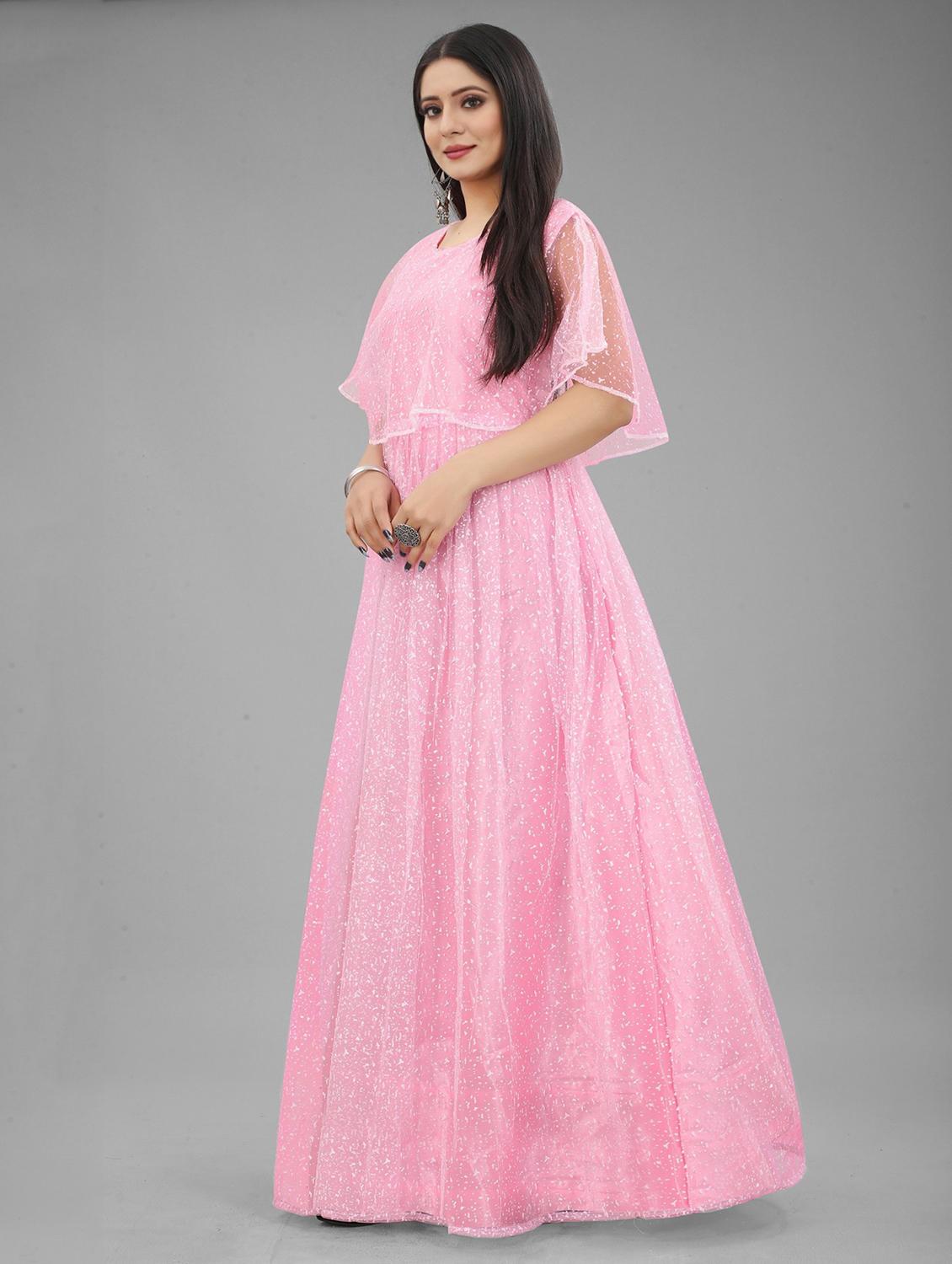 women printed flared sleeve fit and flared gown - 22041395 -  Standard Image - 1