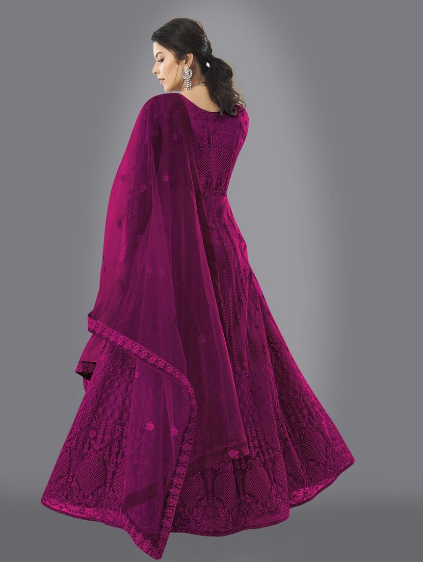 women embroidered fit & flare gown with dupatta - 22041400 -  Standard Image - 1