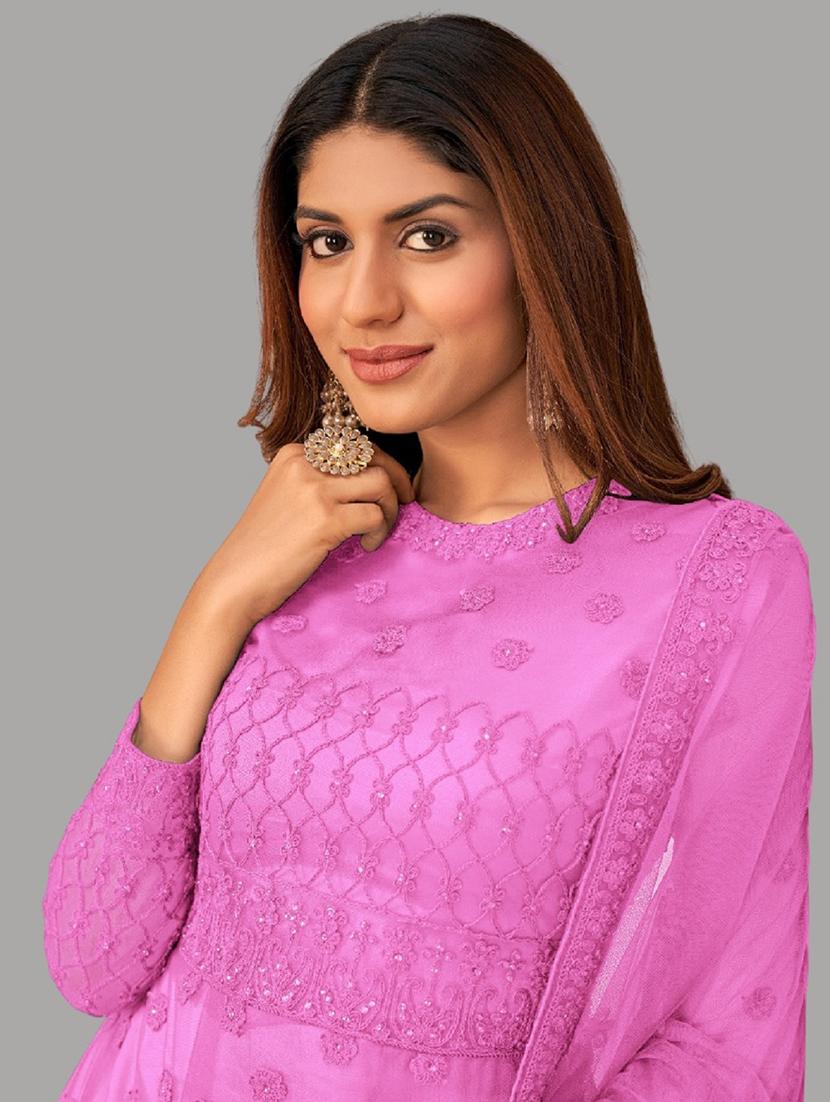 women embroidered fit & flare gown with dupatta - 22041408 - Standard Image - 4