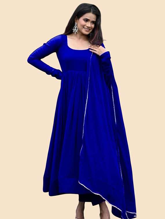 women solid long sleeve kurta dupatta set - 22041410 - Standard Image - 1