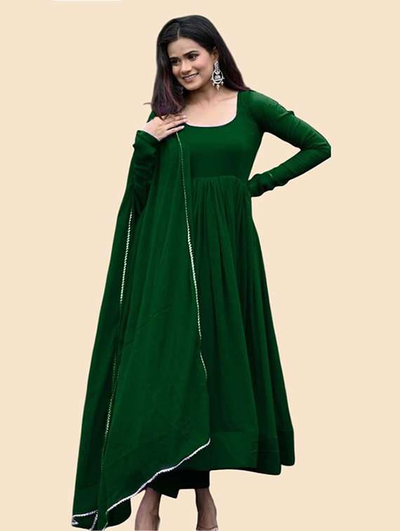 women solid long sleeve kurta dupatta set - 22041411 - Standard Image - 1