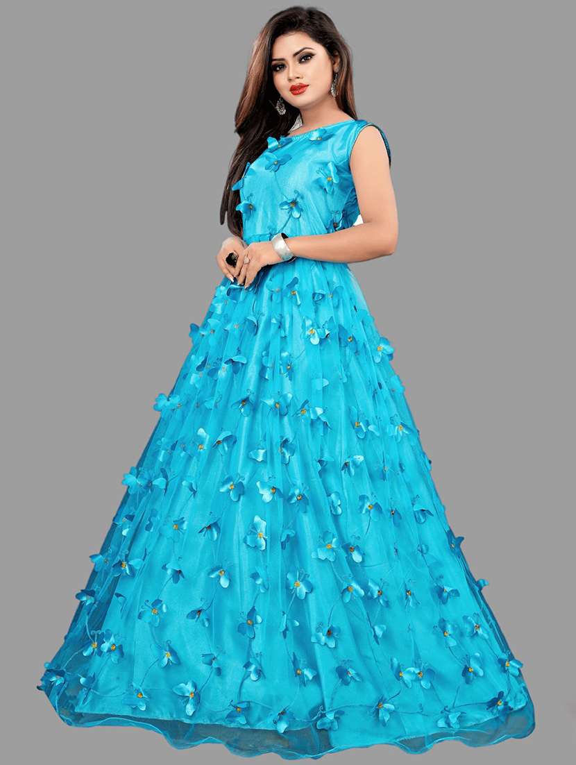 women self designed sleeveless fit & flare dress - 22041418 - Standard Image - 1