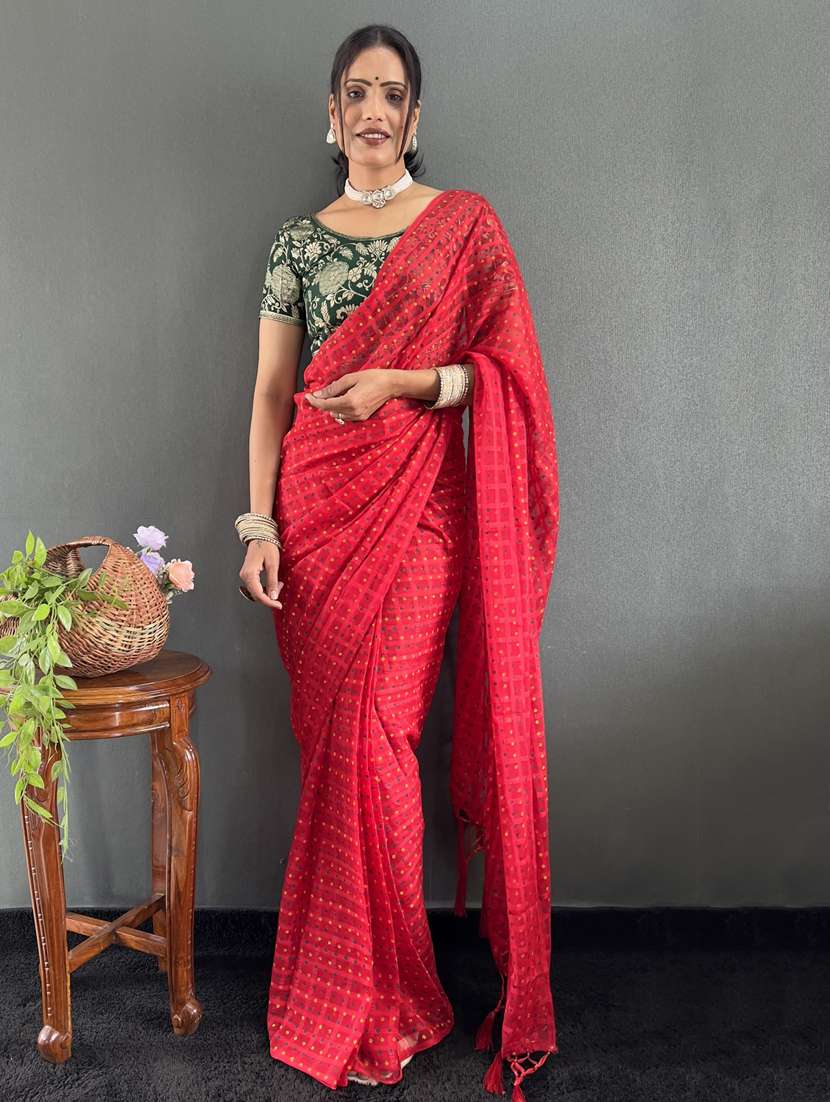 women bandhani printed saree with blouse - 22041435 -  Zoom Image - 0