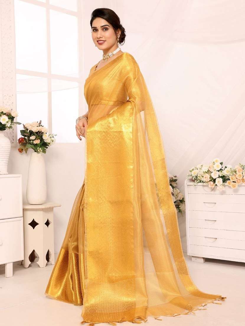 women solid with bordered saree with blouse - 22041439 - Standard Image - 1