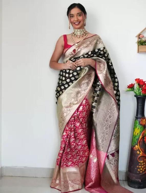women self design banarasi saree with blouse - 22041462 - Zoom Image - 0