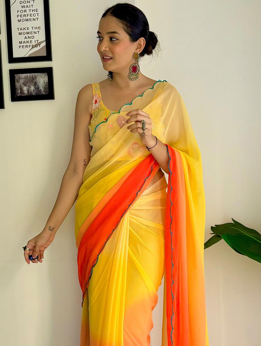 women ombre printed saree with blouse - 22041469 - Standard Image - 1
