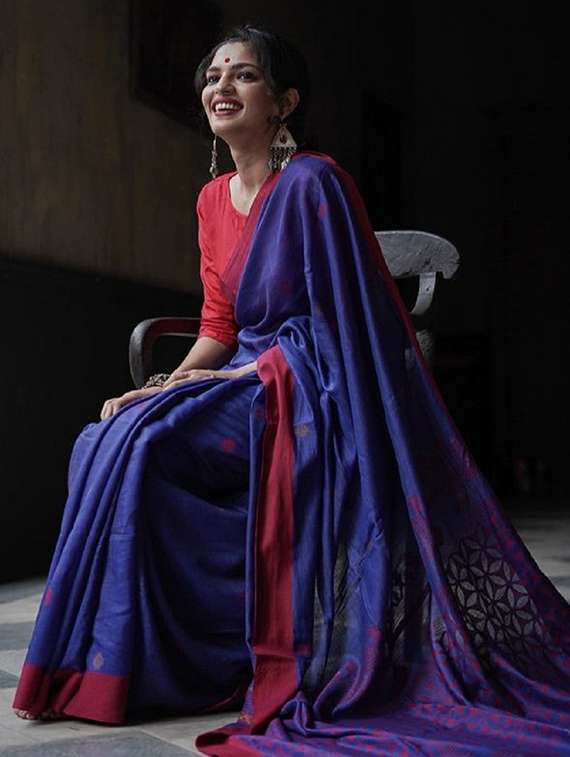 women self design chanderi saree with blouse - 22041476 -  Standard Image - 1