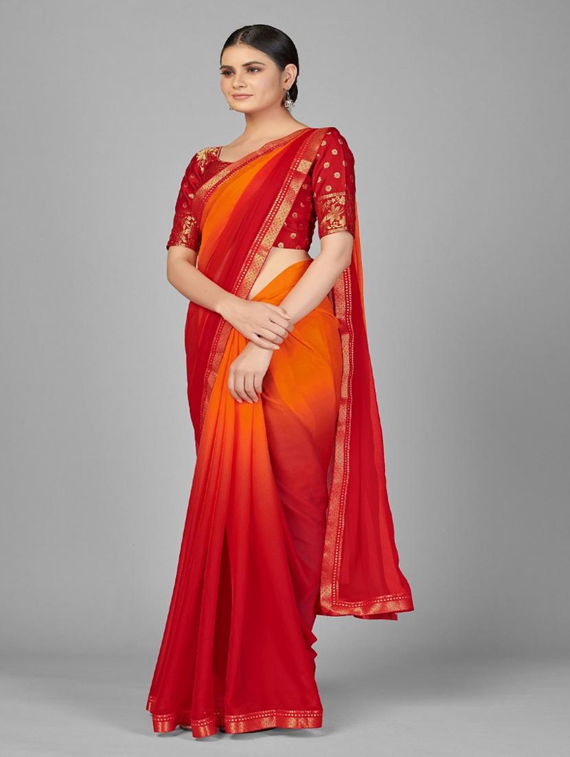 women ombre printed bordered saree with blouse - 22041550 -  Standard Image - 1