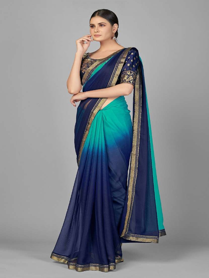 women ombre printed bordered saree with blouse - 22041551 -  Standard Image - 1