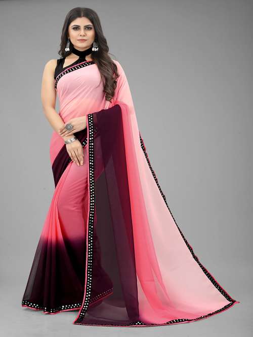 women ombre printed bordered saree with blouse - 22041577 - Standard Image - 0