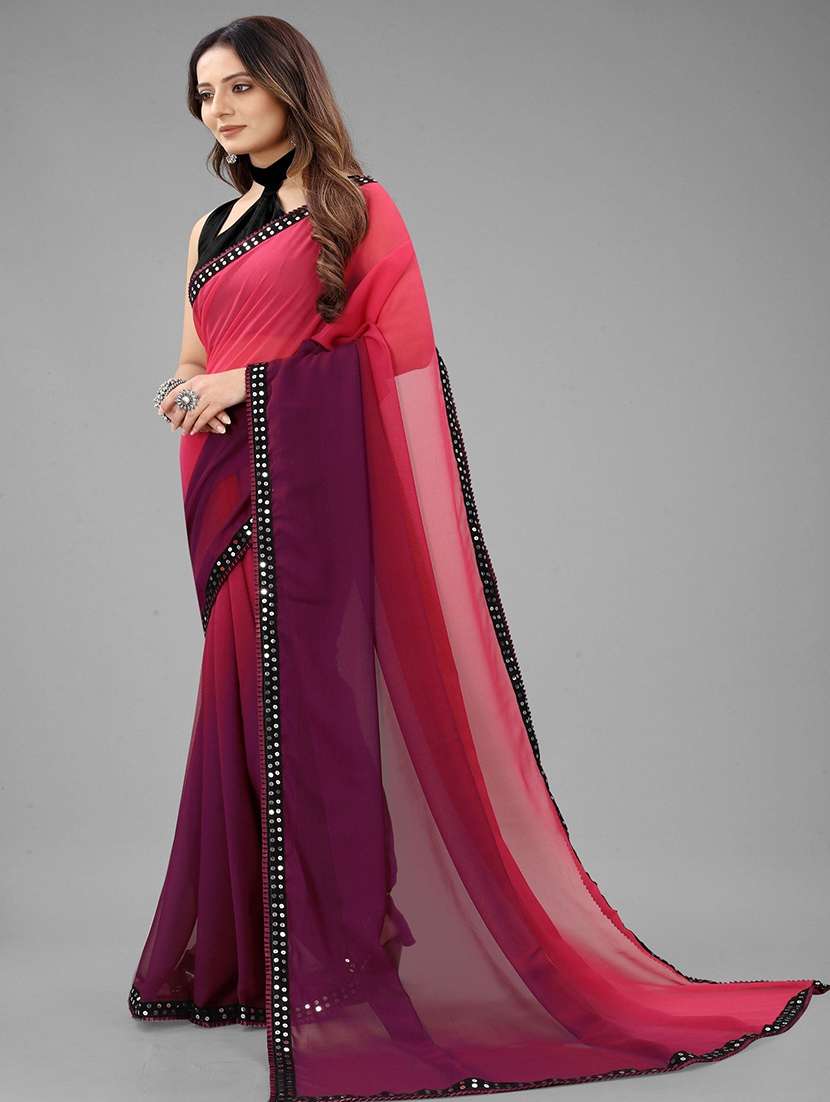 women ombre printed bordered saree with blouse - 22041578 -  Standard Image - 1