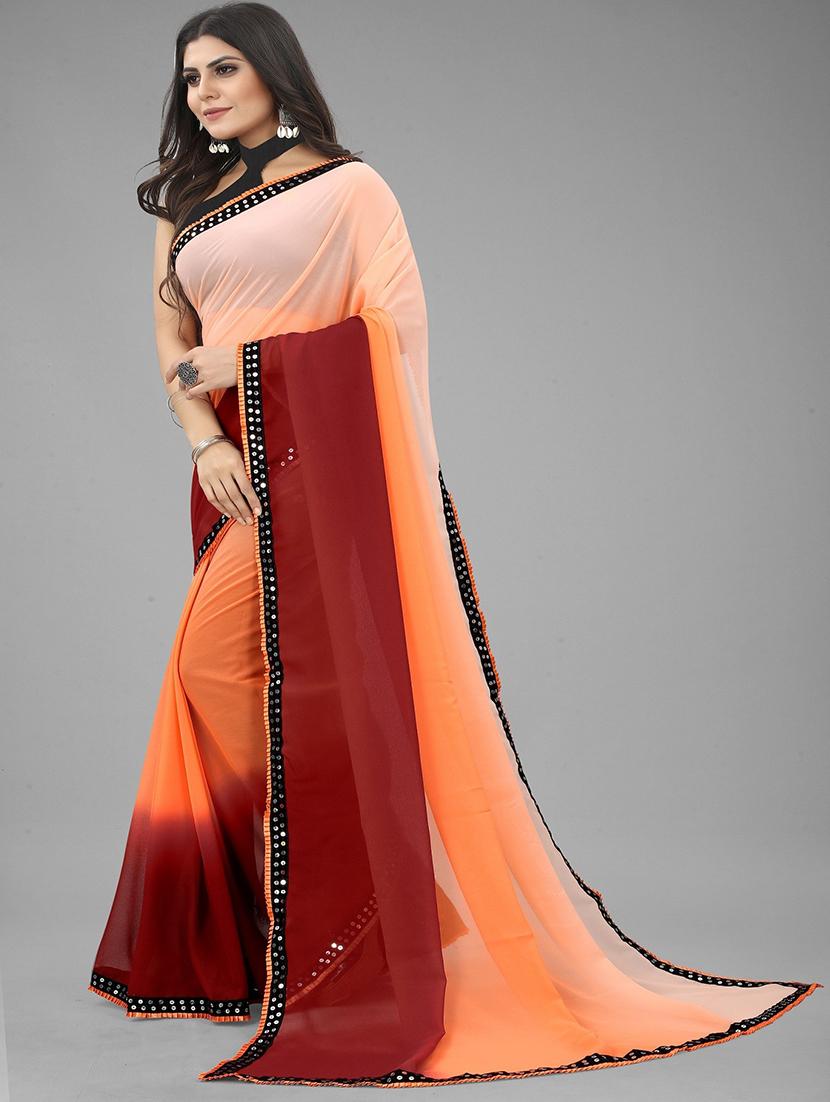 women ombre printed bordered saree with blouse - 22041583 - Standard Image - 1