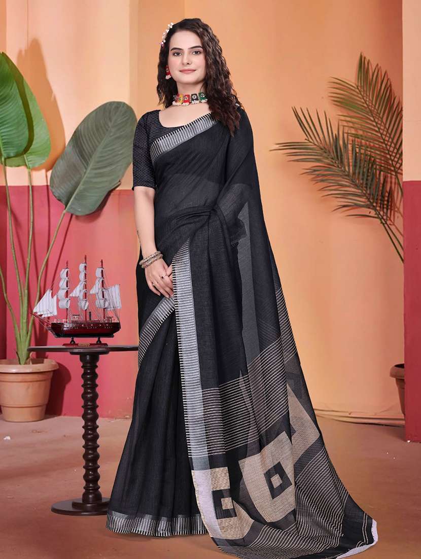 women printed casual wear saree with blouse - 22041597 -  Standard Image - 1