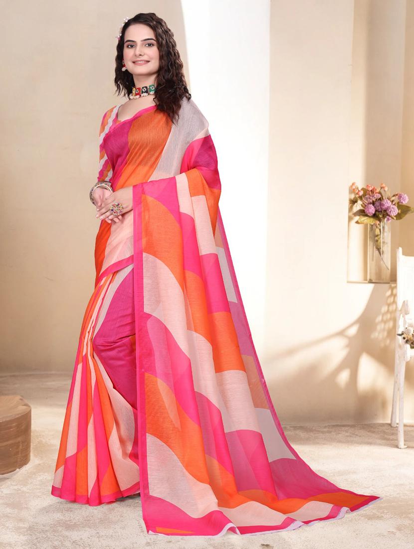 women printed casual wear saree with blouse - 22041600 - Standard Image - 1