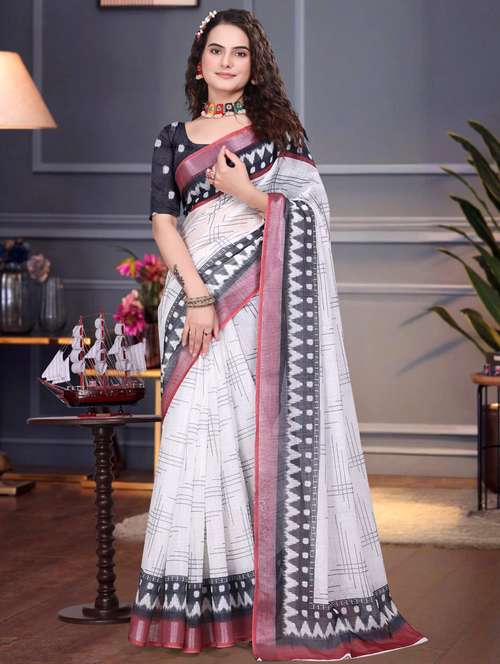 women printed casual wear saree with blouse - 22041604 -  Standard Image - 0