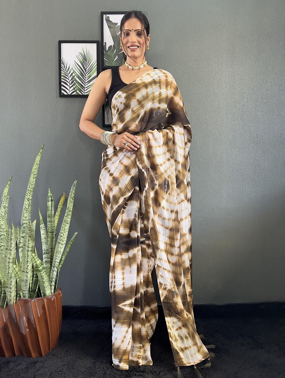 women tie & dye printed saree with blouse - 22041632 - Standard Image - 1
