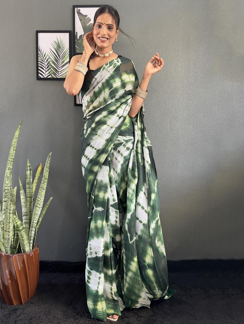 women tie & dye printed saree with blouse - 22041633 - Zoom Image - 0