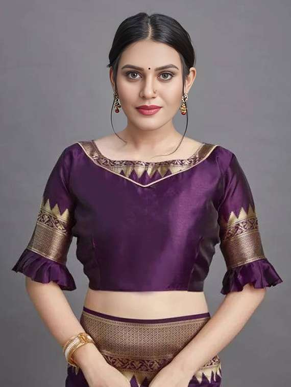 women self design banarasi saree with blouse - 22041666 -  Standard Image - 4