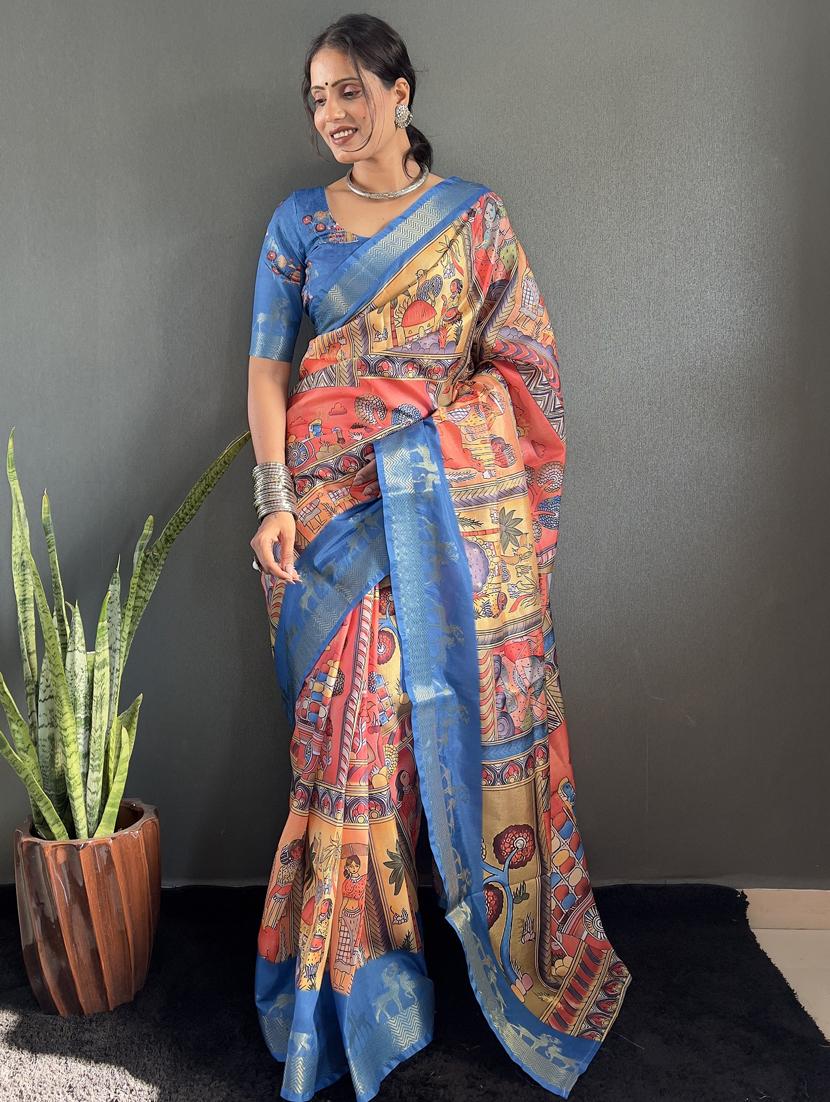 women printed bordered saree with blouse - 22041711 - Standard Image - 1