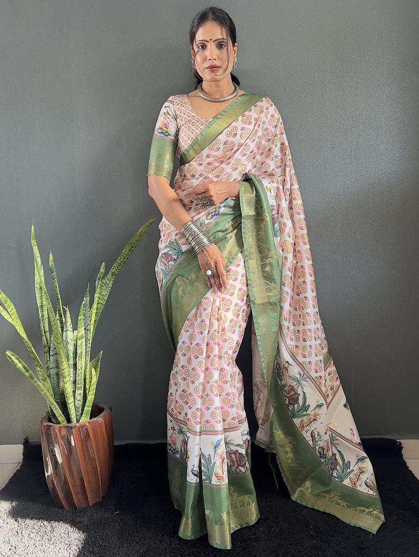 women printed bordered saree with blouse - 22041712 - Standard Image - 1