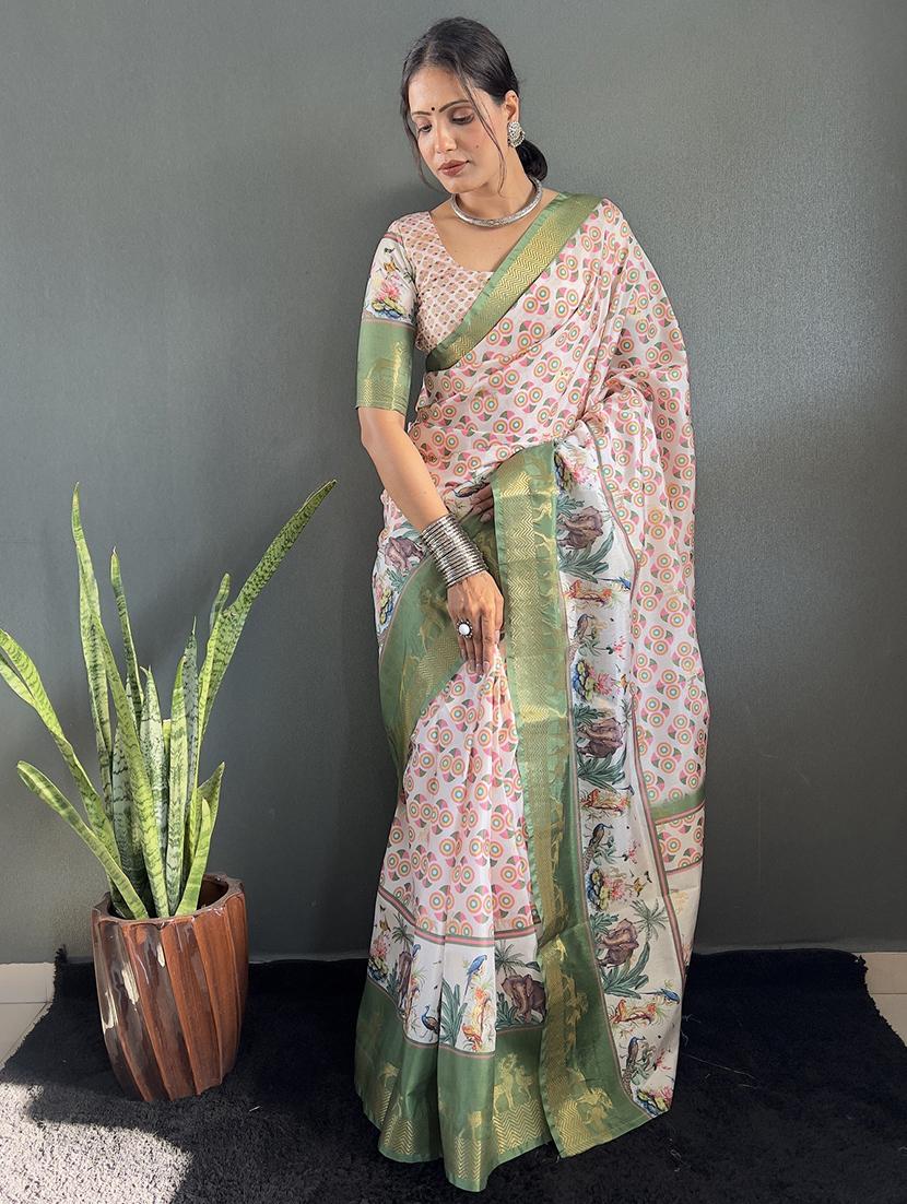 women printed bordered saree with blouse - 22041712 - Standard Image - 4