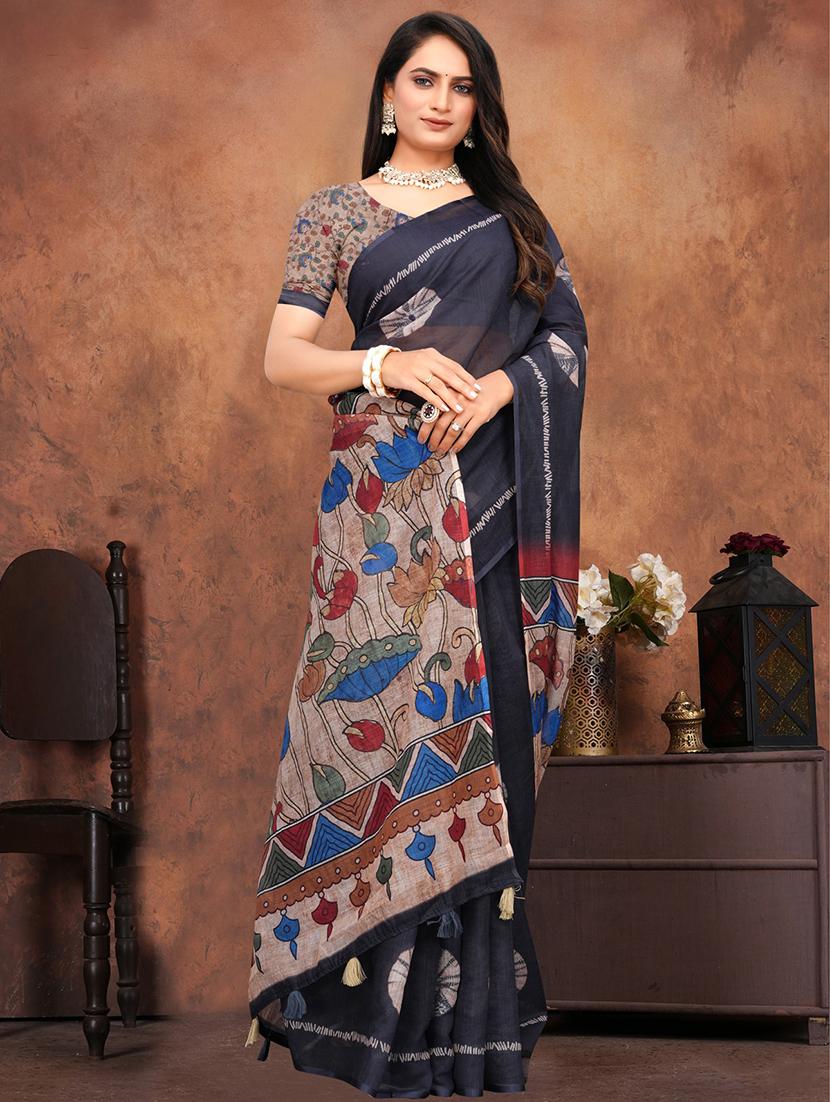women printed casual wear saree with blouse - 22041715 -  Standard Image - 1