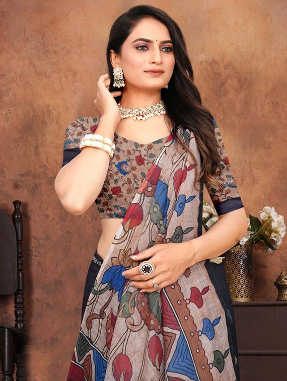 women printed casual wear saree with blouse - 22041715 - Standard Image - 4