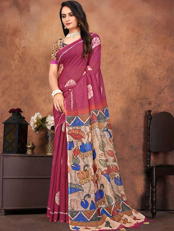 women printed casual wear saree with blouse - 22041717 -  Standard Image - 1