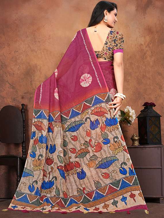 women printed casual wear saree with blouse - 22041717 -  Standard Image - 4