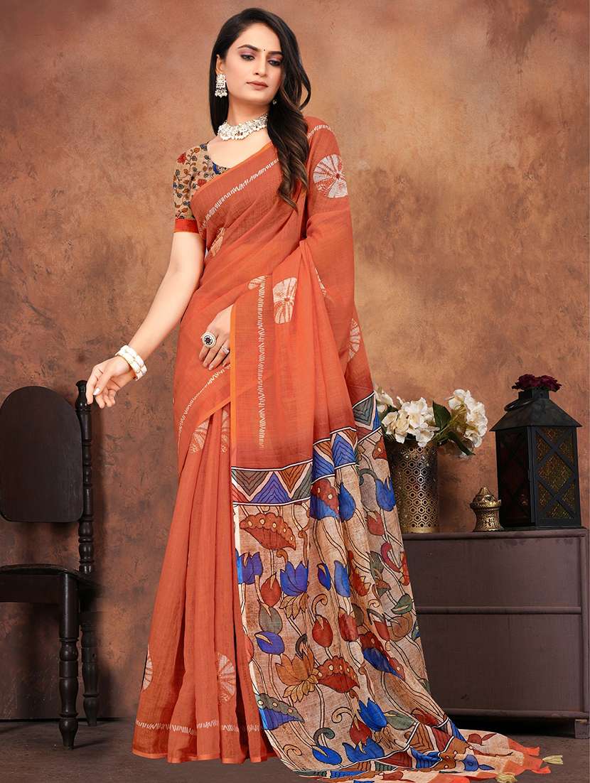 women printed casual wear saree with blouse - 22041718 -  Standard Image - 1