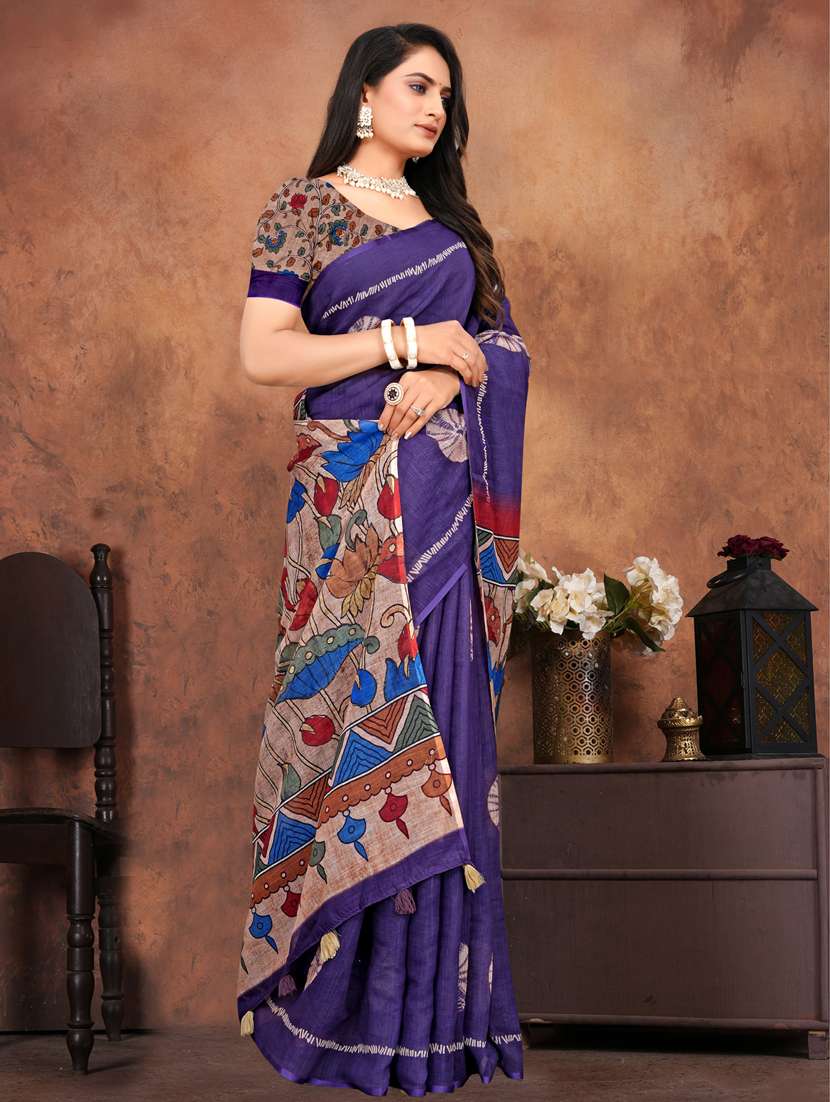 women printed casual wear saree with blouse - 22041719 -  Standard Image - 1