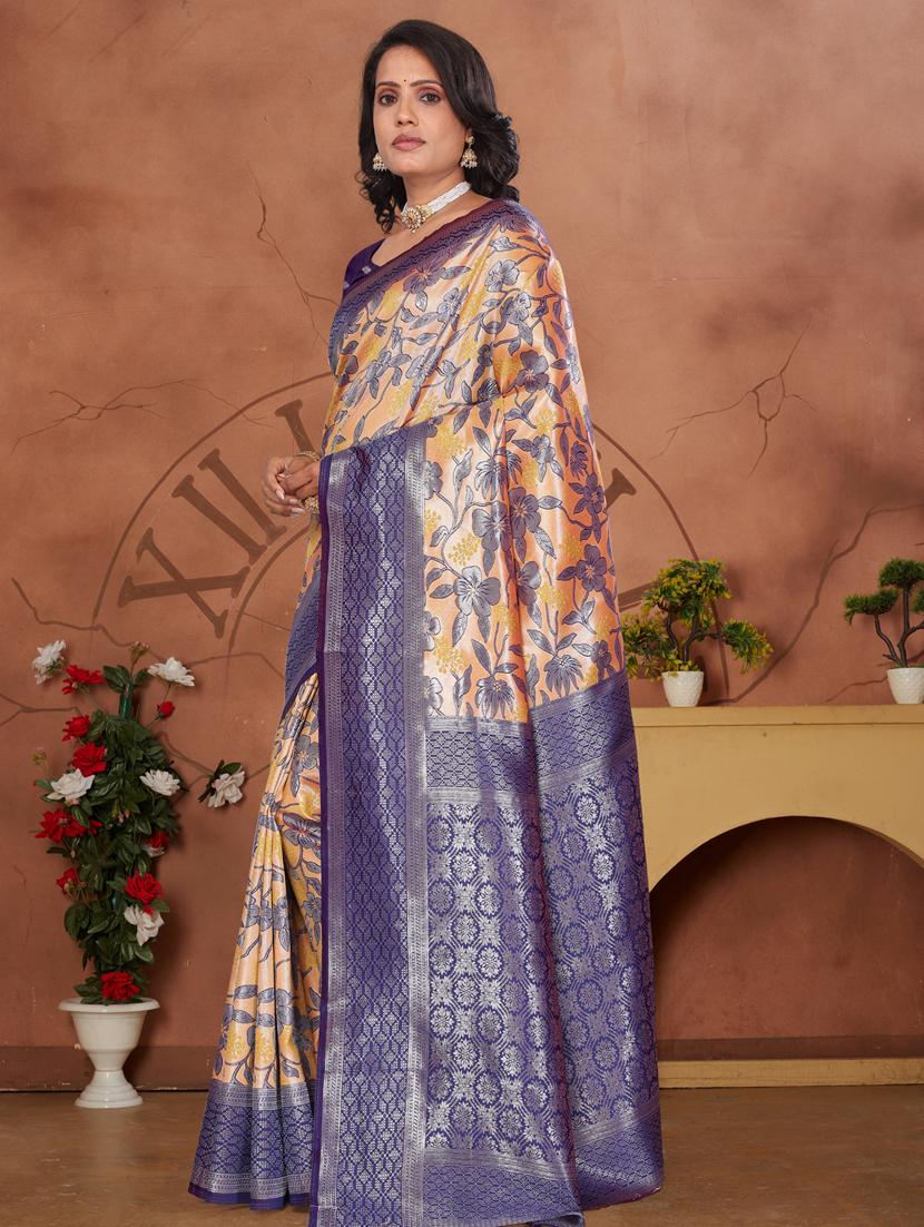 women floral printed bordered saree with blouse - 22041729 - Standard Image - 1
