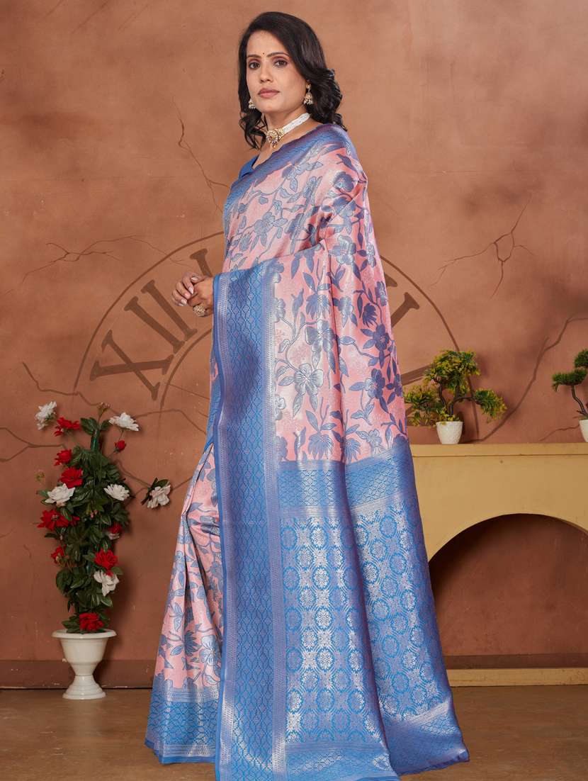 women floral printed bordered saree with blouse - 22041730 - Standard Image - 1